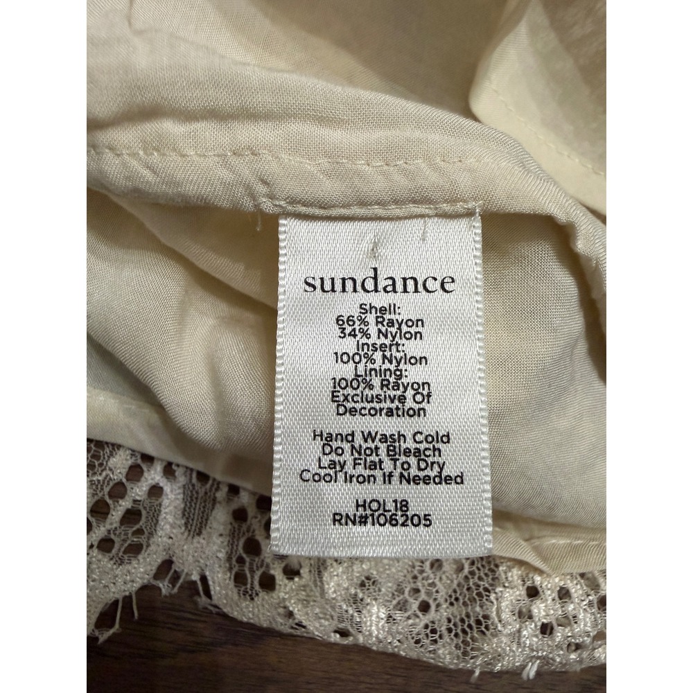 Sundance Lace Blouse Womens M Cream Rayon Floral Sheer Romantic Boho Top - Picture 6 of 6